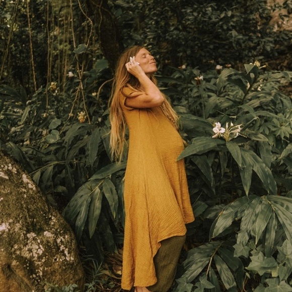 Cotton Flower Clothing Tee Dress in Gold - Picture 2 of 4